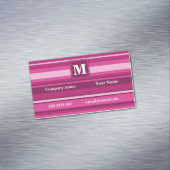 Carte De Visite Magnétique Bandes de monogramme fuchsia (In Situ)