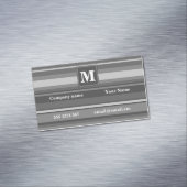 Carte De Visite Magnétique Bandes gris monogramme (In Situ)