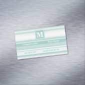 Carte De Visite Magnétique Bandes vertes de menthe monogramme (In Situ)