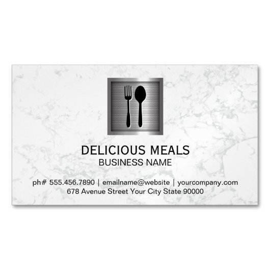 Carte De Visite Magnétique Bannière métallique | Marbre élégant (devant)