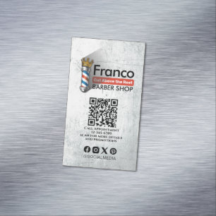 Carte De Visite Magnétique Barber Shop Royal Couronne Barber Pole Salon des c