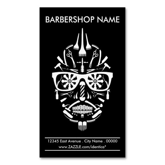 Carte De Visite Magnétique barbershop punk calavera (devant Vertical)