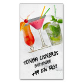 Carte De Visite Magnétique barman professionnel | Aquarelle grise (devant Vertical)