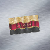 Carte De Visite Magnétique Basique de Parties scintillant Rouge Or noir monog (In Situ)