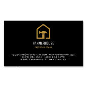 Carte De Visite Magnétique Bâtiment moderne de construction en noir et or (devant)