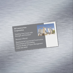 Carte De Visite Magnétique Bâtiments de grues Construction de bâtiments de l'