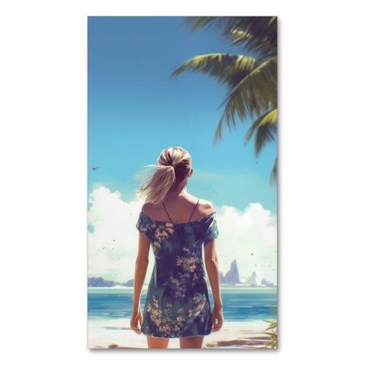 Carte De Visite Magnétique Beach Girls Summer Beach Arrière - plan (devant Vertical)