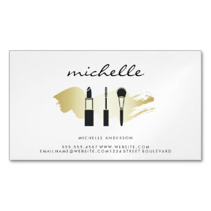 Carte De Visite Magnétique Beauty Maquillage Or brossé