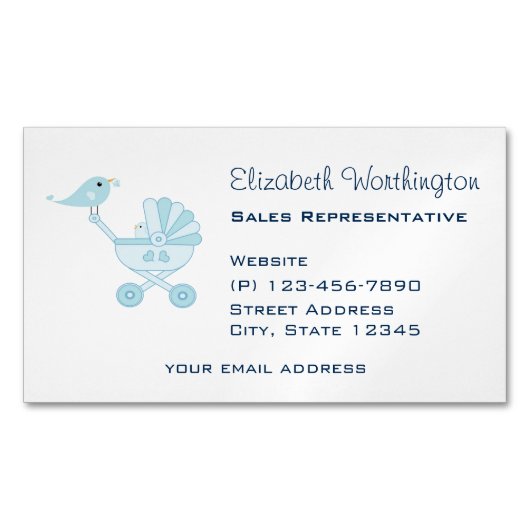 Carte De Visite Magnétique Bébé et merle (devant)