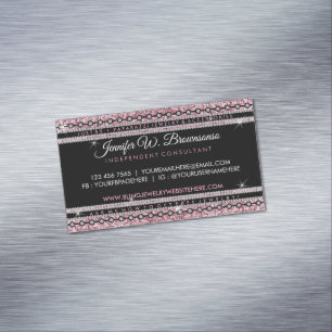 Carte De Visite Magnétique Bijoux de luxe en diamant élégant rose girly chic