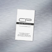 Carte De Visite Magnétique Black White Monogramme Nom d'adresse (In Situ)