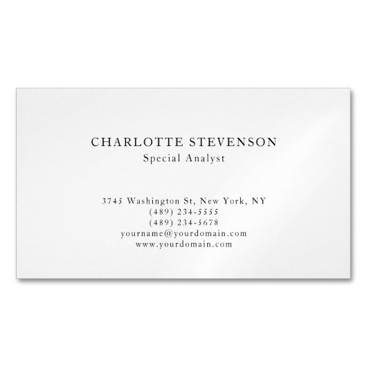 Carte De Visite Magnétique Black & White Trendy Professional Plain Minimalist (devant)