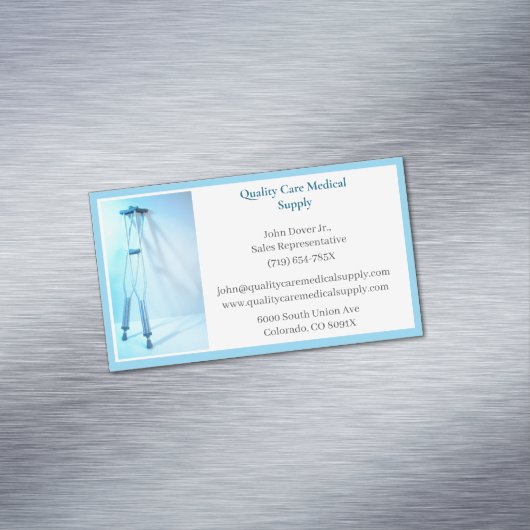 Carte De Visite Magnétique Bleu blanc Crutches Équipement de soins de santé M (In Situ)