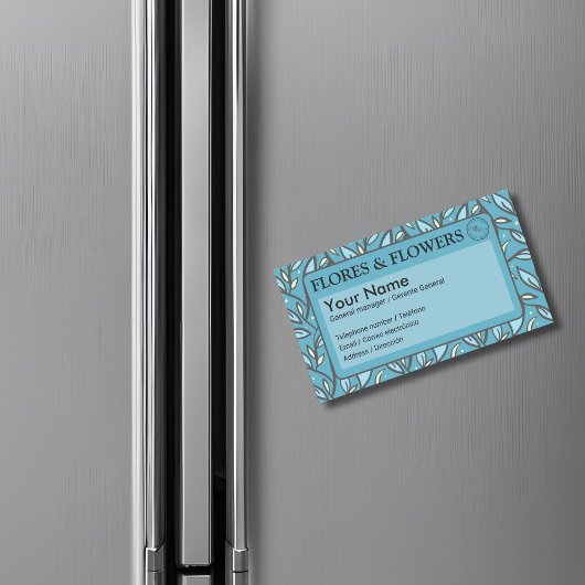 Carte De Visite Magnétique Bleu Feuille bilingue