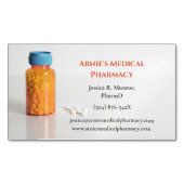 Carte De Visite Magnétique Bleu Orange Pill Bottle Pharmaciste (devant)