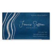 Carte De Visite Magnétique Bleu peluché avec Abstrait argenté (devant)
