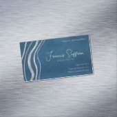Carte De Visite Magnétique Bleu peluché avec Abstrait argenté (In Situ)