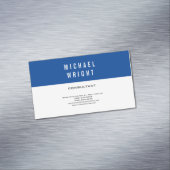 Carte De Visite Magnétique Bleu profond Blanc Moderne Plaine Simple Minimalis (In Situ)