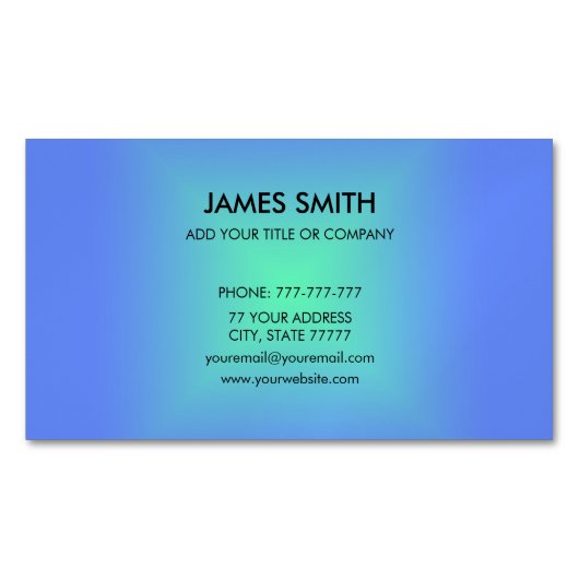 Carte De Visite Magnétique Bleu Vert Diamant Dégradé Moderne (devant)