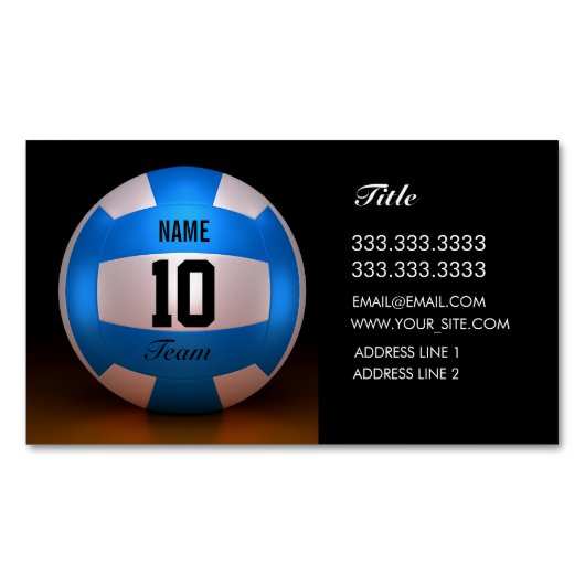 Carte De Visite Magnétique Blue Volleyball (devant)