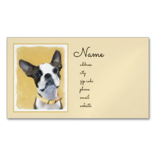 Carte De Visite Magnétique Boston Terrier Painting - Cute Original Dog Art