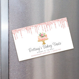 Carte De Visite Magnétique Boulangerie de gâteaux Blush Parties scintillant r