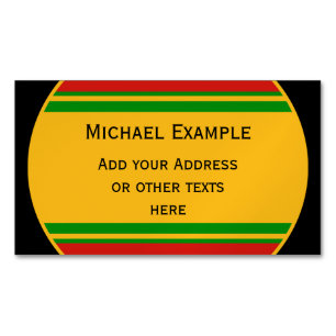 Carte De Visite Magnétique BOUTON BANDE RONDE vert rouge jaune + votre texte