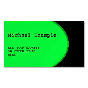 Carte De Visite Magnétique BOUTON OVAL - vert néon + votre texte et vos idées
