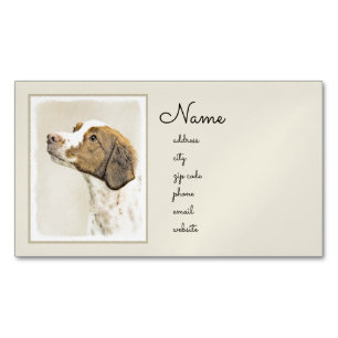 Carte De Visite Magnétique Brittany Peinture - Cute Original Chien Art