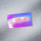 Carte De Visite Magnétique Brosse moderne Stroke, Cadre Or Holographique (In Situ)