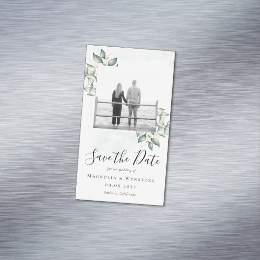 Carte De Visite Magnétique BUDGET Eucalyptus Mariage Enregistrer La Date (In Situ)