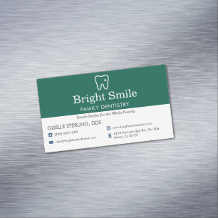 Carte De Visite Magnétique Bureau de dentisterie vert