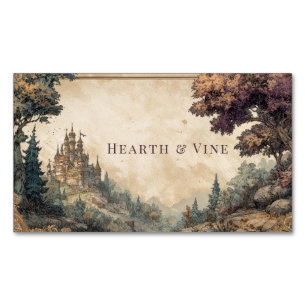 Carte De Visite Magnétique Cadre de parchemin vintage de château de conte de 