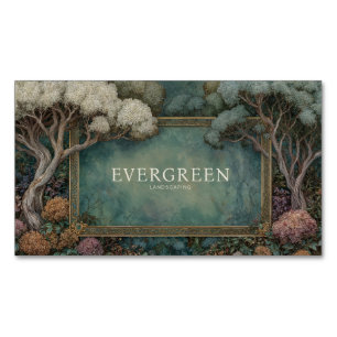 Carte De Visite Magnétique Cadre doré orné de la forêt magique Fantaisie sarc