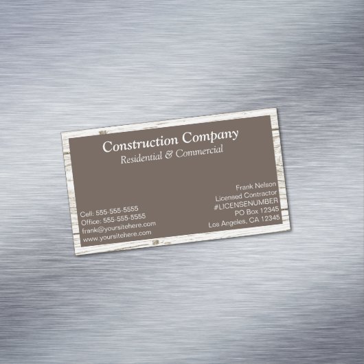 Carte De Visite Magnétique Cadre en bois rustique Rectangle Brown (In Situ)