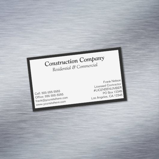 Carte De Visite Magnétique Cadre noir rectangle blanc (In Situ)