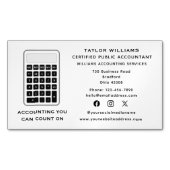 Carte De Visite Magnétique Calculatrice comptable Argent Acututure médias soc (devant)