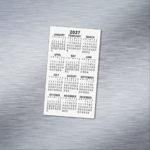 Carte De Visite Magnétique Calendrier Mini 2027 Minimal - Noir et Blanc