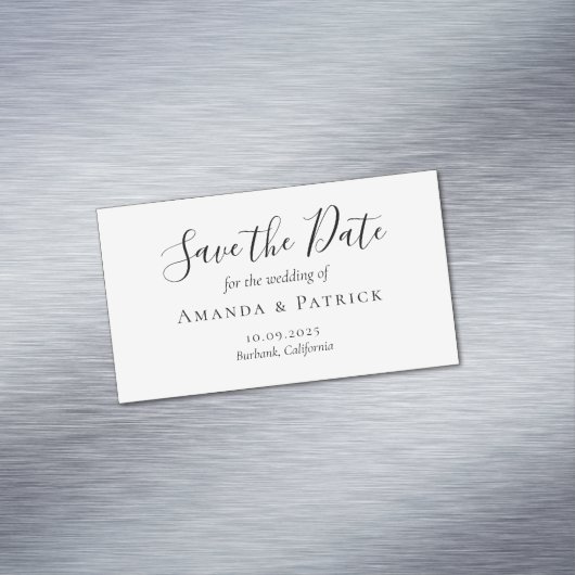 Carte De Visite Magnétique Calligraphie noire délicate Mariage Enregistrer La (In Situ)