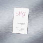 Carte De Visite Magnétique Calligraphie unique Monogramme Paraphe rose blanch (In Situ)