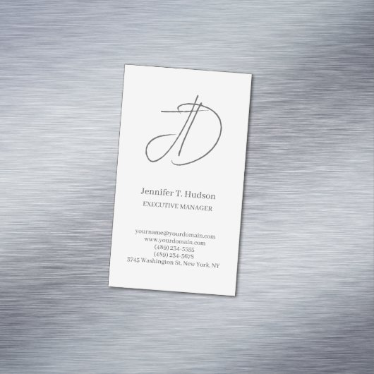 Carte De Visite Magnétique Calligraphy trendy classical script monogram grey (In Situ)