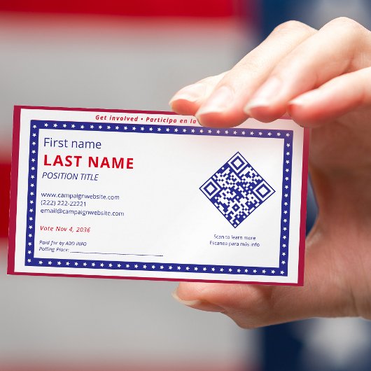 Carte De Visite Magnétique Campagne bilingue Électorat Contact GOTV Info QR C