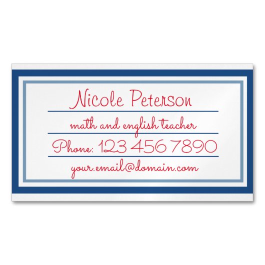 Carte De Visite Magnétique Carte magnétique de rétro professeur (devant)