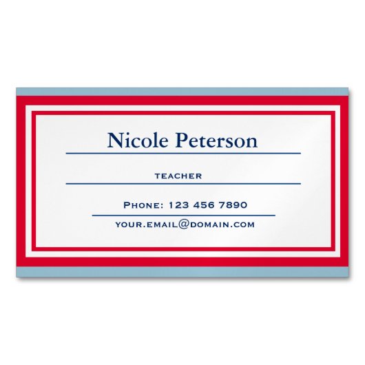 Carte De Visite Magnétique Carte magnétique de rétro professeur (devant)