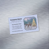 Carte De Visite Magnétique Cerf et arbre de Noël Bleu d'hiver (In Situ)