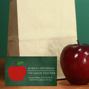 Carte De Visite Magnétique Chalkboard de l'enseignant scolaire Cute Rouge Pom