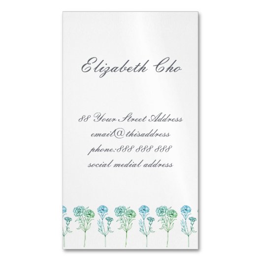 Carte De Visite Magnétique Changement d'adresse - Carnations (devant Vertical)