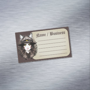Carte De Visite Magnétique Chat de sorcière Halloween Déplaisant Portrait mig
