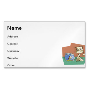 Carte De Visite Magnétique Chat et cuvette de poisson