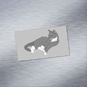 Carte De Visite Magnétique Chat gris et blanc Tuxedo (In Situ)